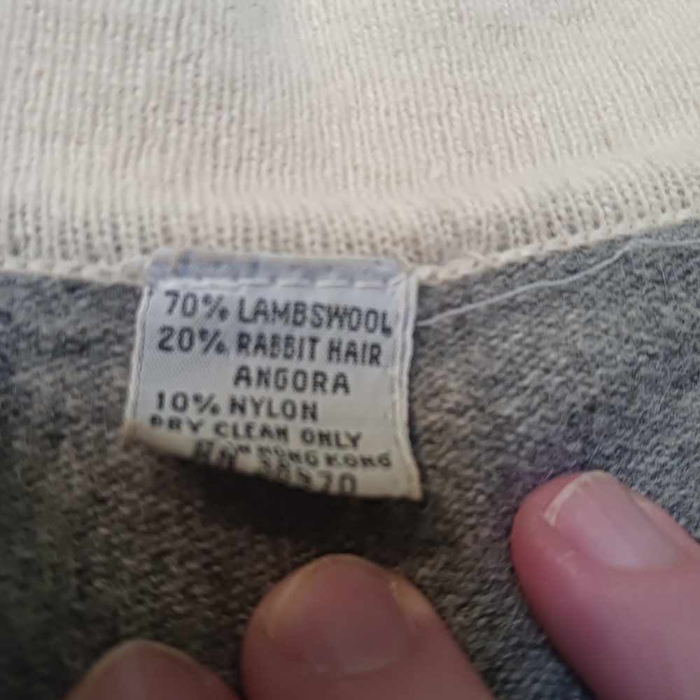 Gray/White Lambswool Collared Sweater - image 5